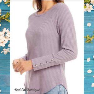 Chaser  | Dusty Lilac Purple Waffle Knit Loungewear Tunic Top